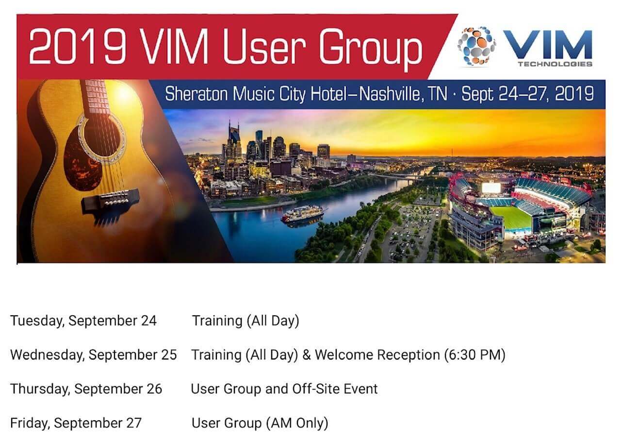 VIM Users Meeting - 9-25 through 9-26